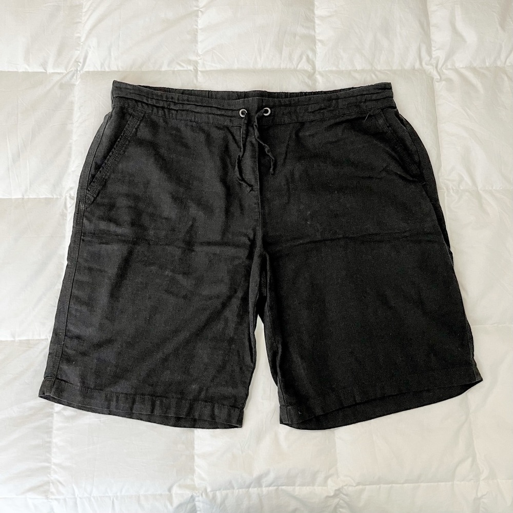 Denim & Co Black Linen Shorts Size XL